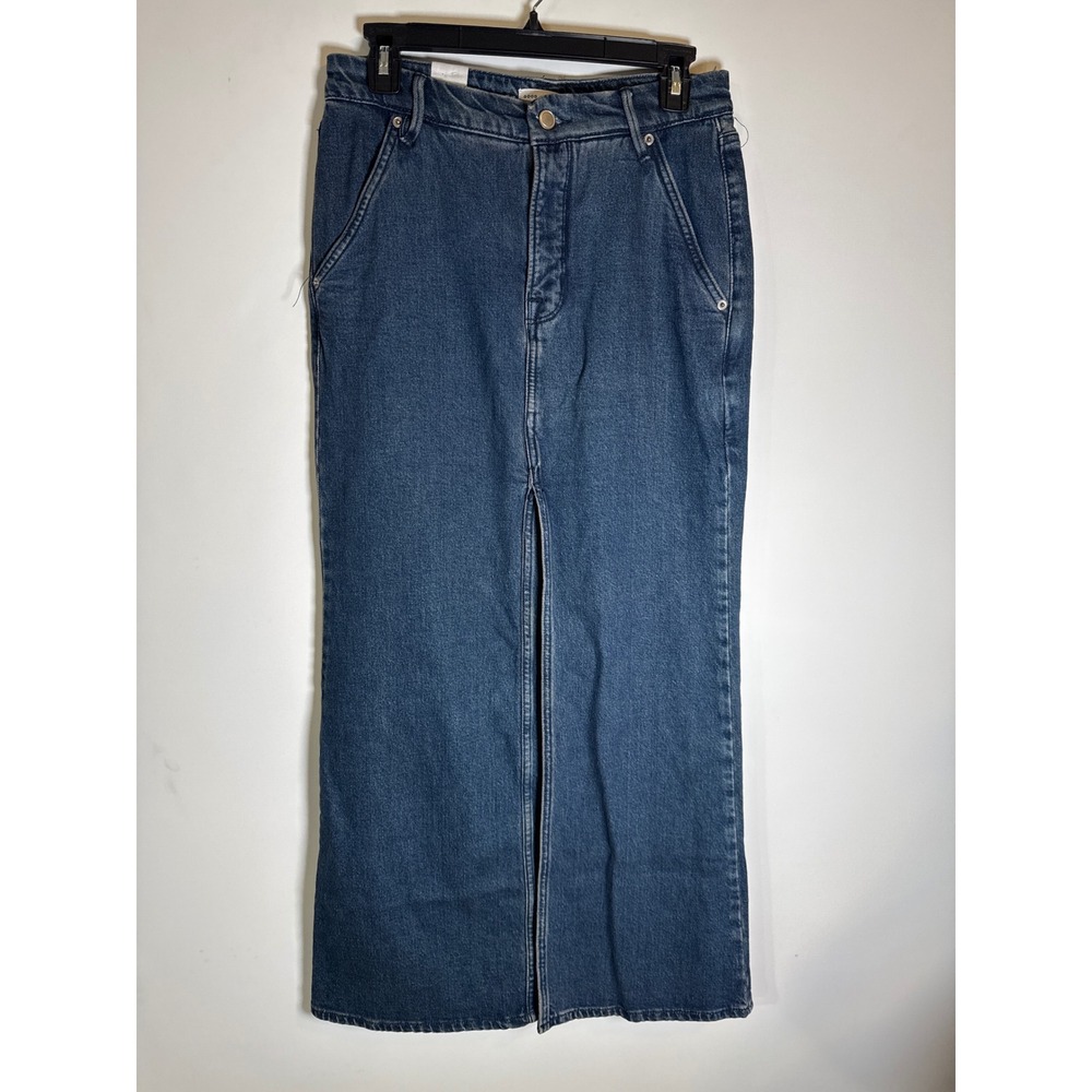 Good American Fit and Flare Denim Maxi Skirt Indigo Blue Size 4 27 GFD177